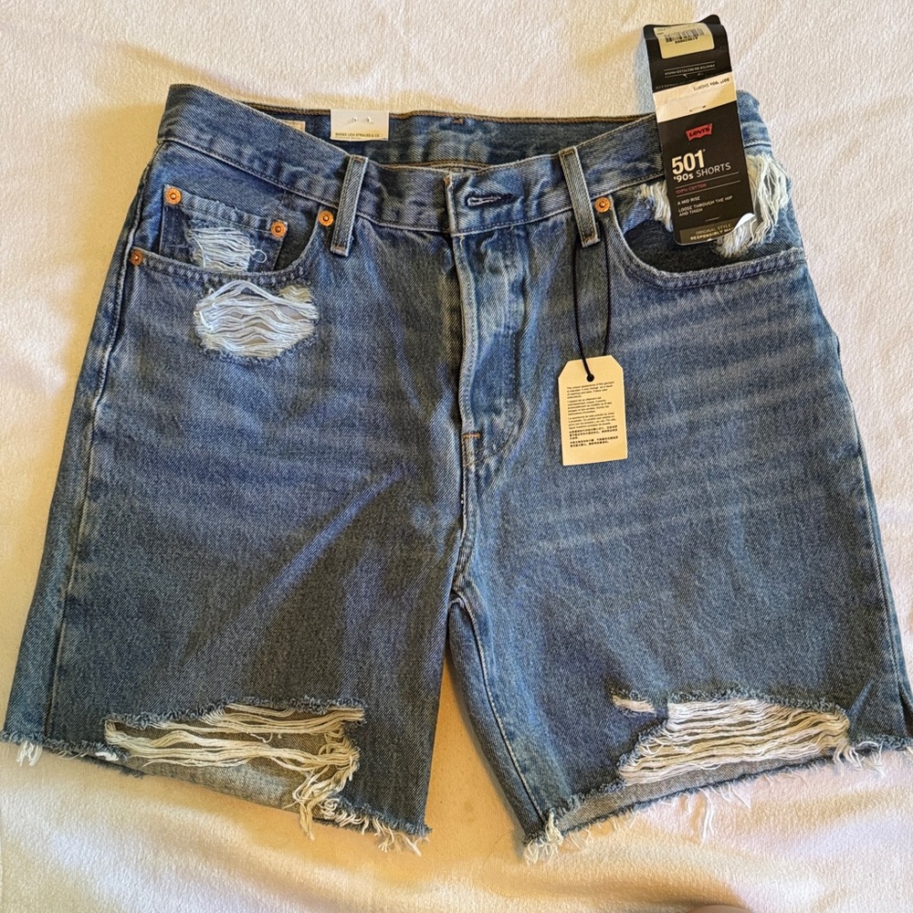 Levi's Distressed Denim Shorts in Blue